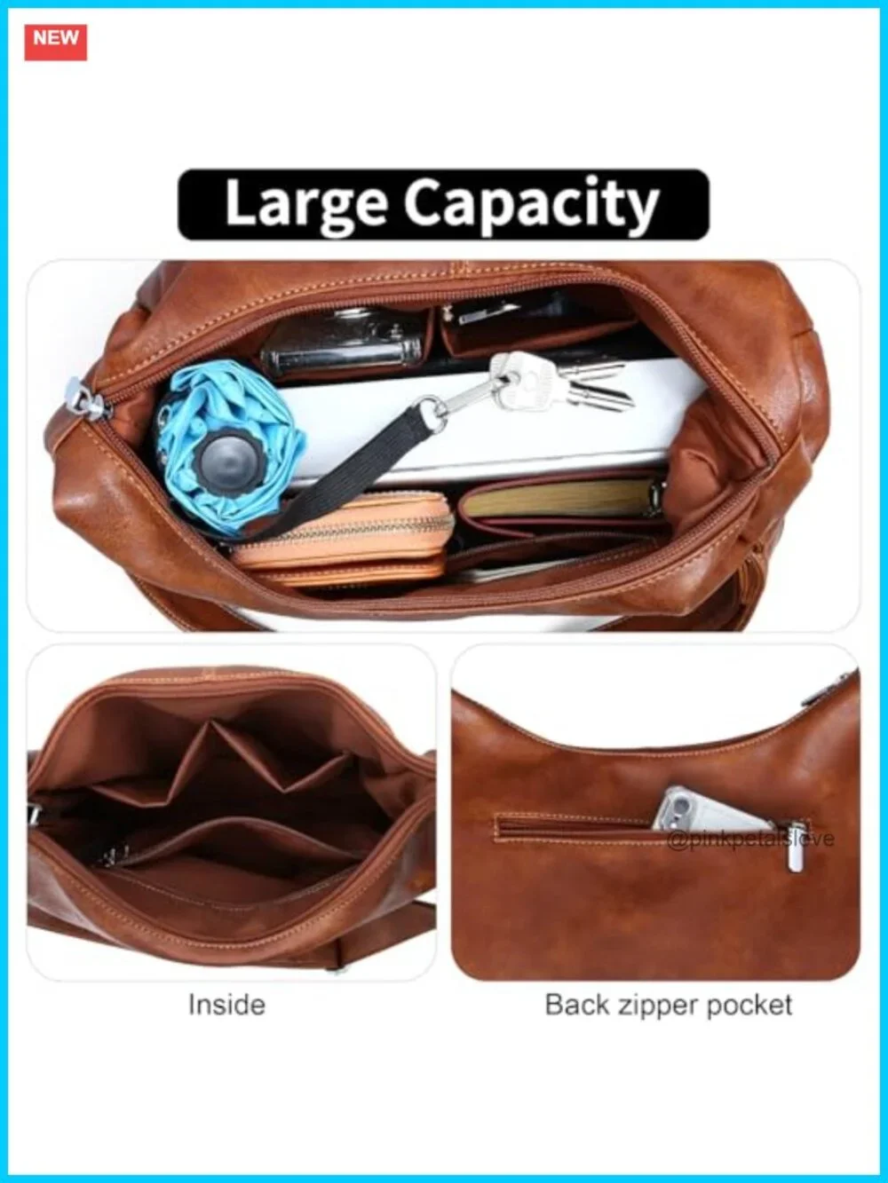 Vegan Leather Slouchy Hobo Tote Shoulder Crossbody Bag